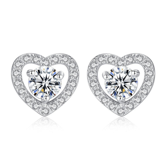 Aetolia 925 Sterling Silver 18K Gold Plated Hollow Love Heart Halo Stud Earrings SE0103