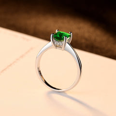 Aetolia 925 Sterling Silver 18K Gold Plated 4 Prong Square Emerald Solitaire Ring SR0048