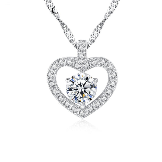 Aetolia 925 Sterling Silver 18K Gold Plated Heart Round Solitaire Pendant Necklace SN0098