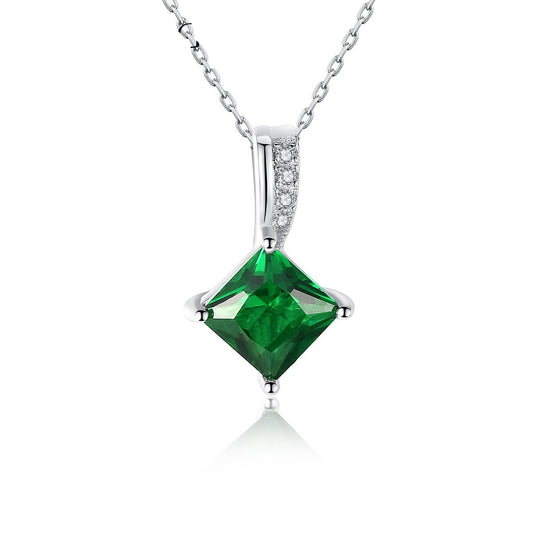 Aetolia 925 Sterling Silver 18K Gold Plated Elegant Emerald CZ Diamond Pendant Necklace SN0047