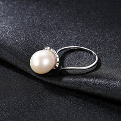 Aetolia 925 Sterling Silver Natural Freshwater Pearl Rings Minimalist Elegant Adjustable Open Ring FR0010