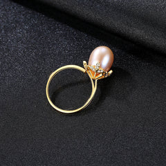 Aetolia 925 Sterling Silver Natural Freshwater Pearl Rings Minimalist Elegant Adjustable Open Ring FR0010