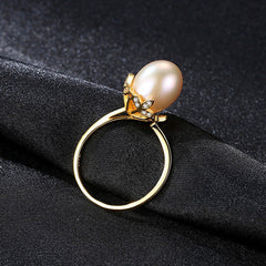 Aetolia 925 Sterling Silver Natural Freshwater Pearl Rings Minimalist Elegant Adjustable Open Ring FR0010