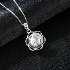 Aetolia 925 Sterling Silver Natural Freshwater Pearl Necklace Hollow Flower Pendant Necklace FN0059