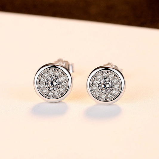 Aetolia 925 Sterling Silver 18K Gold Plated Round Halo Bezel Set Stud Earrings SE0066