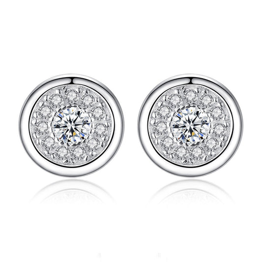 Aetolia 925 Sterling Silver 18K Gold Plated Round Halo Bezel Set Stud Earrings SE0066