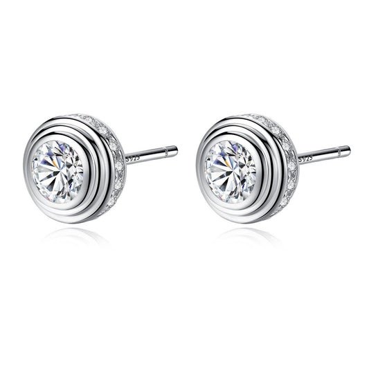 Aetolia 925 Sterling Silver 18K Gold Plated Spiral Round Bezel Set Stud Earrings SE0068