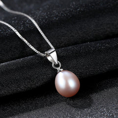 Aetolia 925 Sterling Silver Natural Freshwater Pearl Necklace Simple Classical Design Black Pearl Pendant Necklace FN0181