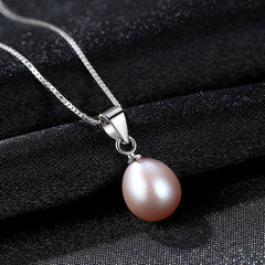 Aetolia 925 Sterling Silver Natural Freshwater Pearl Necklace Simple Classical Design Black Pearl Pendant Necklace FN0181