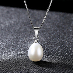 Aetolia 925 Sterling Silver Natural Freshwater Pearl Necklace Simple Classical Design Black Pearl Pendant Necklace FN0181