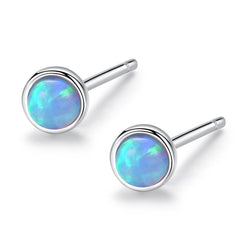 Aetolia 925 Sterling Silver Opal Earrings 4MM Round Fire Opal Stud Earrings SE0234