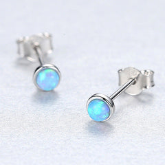 Aetolia 925 Sterling Silver Opal Earrings 4MM Round Fire Opal Stud Earrings SE0234