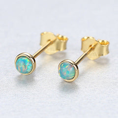 Aetolia 925 Sterling Silver Opal Earrings 4MM Round Fire Opal Stud Earrings SE0234