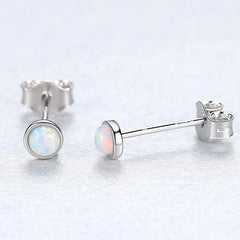 Aetolia 925 Sterling Silver Opal Earrings 4MM Round Fire Opal Stud Earrings SE0234