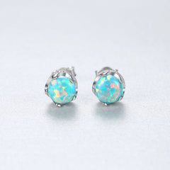 Aetolia 925 Sterling Silver Opal Earrings CZ Diamond 5MM Ball Opal Stud Earrings SE0242