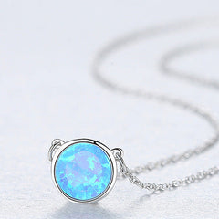 Aetolia 925 Sterling Silver Opal Necklace Bead Charm Opal Pendant Necklace SN0300