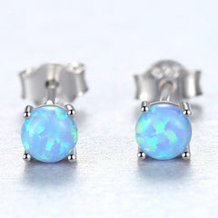 Aetolia 925 Sterling Silver Opal Earrings 4 Prongs Ball Opal Stud Earrings SE0315