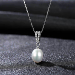 Aetolia 925 Sterling Silver Natural Freshwater Pearl Necklace Double Row CZ Diamond Pendant Necklace FN0160