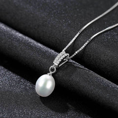 Aetolia 925 Sterling Silver Natural Freshwater Pearl Necklace Double Row CZ Diamond Pendant Necklace FN0160