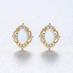 Aetolia 925 Sterling Silver Opal Earrings Vintage Style Opal Stud Earrings SE0317