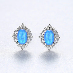 Aetolia 925 Sterling Silver Opal Earrings Vintage Style Opal Stud Earrings SE0317