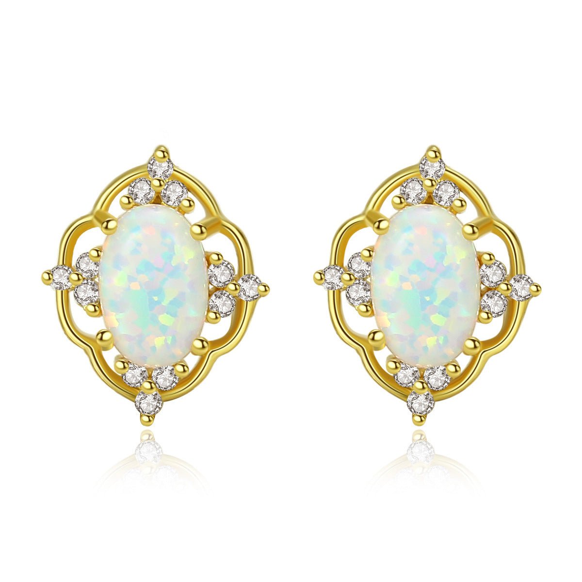 Aetolia 925 Sterling Silver Opal Earrings Vintage Style Opal Stud Earrings SE0317