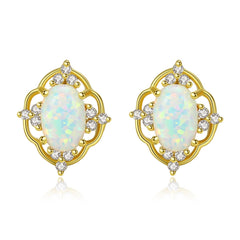 Aetolia 925 Sterling Silver Opal Earrings Vintage Style Opal Stud Earrings SE0317