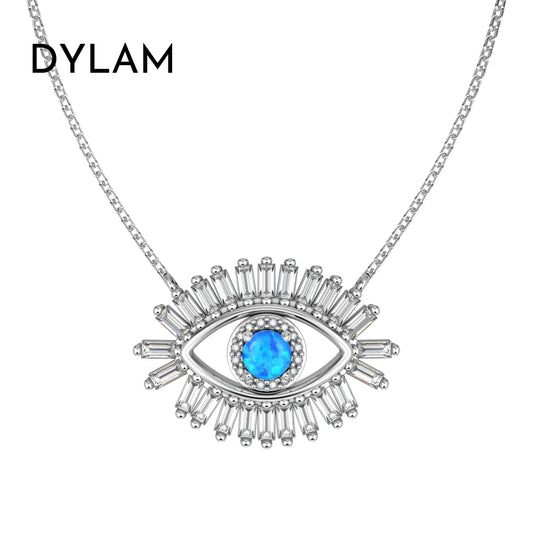 Aetolia Simple Blue Devil Eye Pendants For Women S925 Silver Necklace Turkish Lucky Chain Blue Eye Cz Cubic Zirconia Necklaces