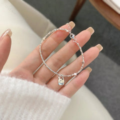 Aetolia Hypoallergenic 925 Sterling Silver bracelet Irregular Broken Beaded Silver Pendant Bracelets Bangles for Women Gifts