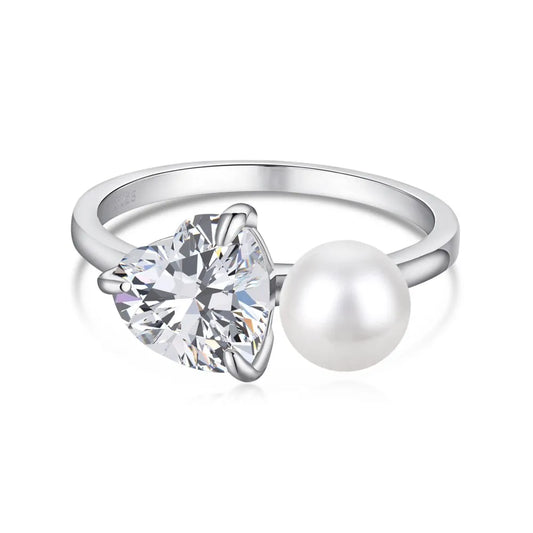 Aetolia Design 5A Zirconia 925 Sterling Silver And Pearl Rings Designer Cz Stone Handmade Ring Supplier India Jewelry For Women