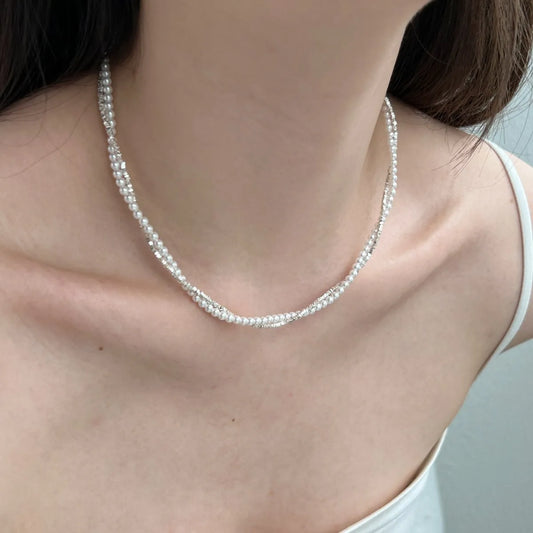 Aetolia Simple S925 Silver Necklace Multi-Layer Retro French Elegant Boutique Chain Beads Shell Pearl Pendants For Women Necklaces