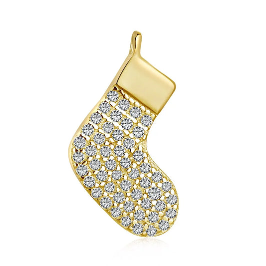 Aetolia Christmas Cubic Zirconia Charm 925 Sterling Silver 18K Gold Plated socks Pendant Jewelry Beads Diy Necklaces for women