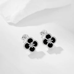 Aetolia High Quality Trending Design 925 Sterling Silver Black Clover Earrings Jewelry Women Diamond Cubic Zirconia Earring Manufacturer