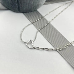 Aetolia New Romantic Adjustable Heart Pendant Necklace 925 Sterling Silver Double Layer Chain Hollow Necklaces For Women