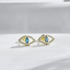 Aetolia Dainty High Quality Cz Cubic Zircon Blue Stone Devil Eye 18K Gold Plated S925 Sterling Silver Dangle Stud Earrings Jewelry Women