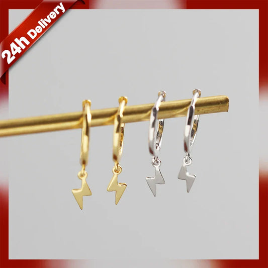 Aetolia 925 Sterling Silver Earring Back Hooks Retro Earrings Dangle Fasion Lightning Bolt Earings