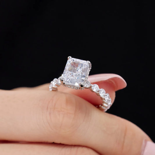 Aetolia Custom 4ct 8A Cz Zirconia S925 Silver Ring Ice Cut Bridal Jewelry Diamond Engagement Wedding Promise Rings For Women