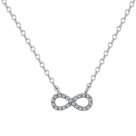 Aetolia Trendy Fashion Jewelry Cubic Zirconia Forever Love Infinity Pendant Necklace 925 Sterling Silver Adjustable Necklaces For Women