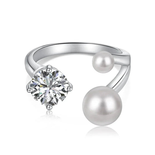 Aetolia Oem Odm No Moq Best Selling Shell Pearl Cz Cubic Zircon Ring Diamond Ring S925 Sterling Silver Pearls Rings For Women