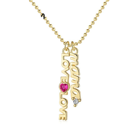 Aetolia New Design For Mother's Day Gift Sterling 925 Silver Gold Plated Love Pendant Red Heart Zircon Necklace