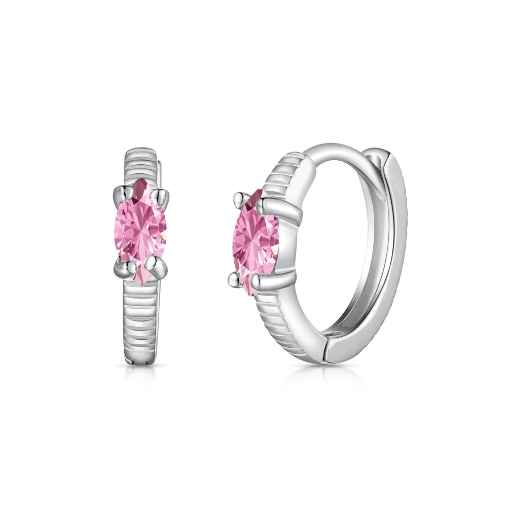 Aetolia No Moq Trendy Jewelry Diamond S925 Sterling Silver Stud Earrings Water Drop Zircon Pink Zirconia Hoop Earrings