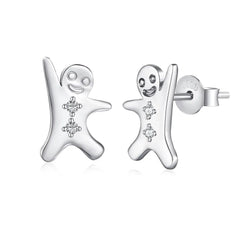 Aetolia Gingerbread Man Ear Christmas Gift Authentic 925 Sterling Silver 18K Gold Plated Ear Stud Earrings For Women Fine Jewelry Xmas