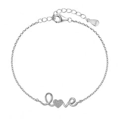 Aetolia 18K Gold Plated Cz Stones Heart Love Letter Bracelets Women 925 Sterling Silver Charms Bracelet Necklace Jewelry Set