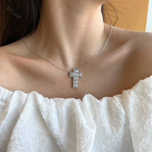 Aetolia Joyas De Plata Jesus Men Chunky Pendant Women Necklace Zirconia Jewelry Couple Dainty 925 Sterling Silver Cross Necklace