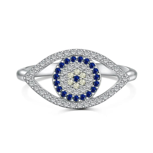 Aetolia New Arrival Blue Devil'S Eye S925 Sterling Silver Ring Cubic Zirconia Fashion Jewelry Women'S Diamond Rings For Women