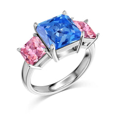 Aetolia In Stock Ice Cut Custom 925 Sterling Silver Jewelry Cz Cubic Zirconia Ring Square Pink Blue Sapphire Rings Jewelry Women