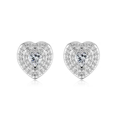 Aetolia Wholesale Exquisite Jewelry S925 Sterling Silver Eternity Pink Heart Earring Diamond 5A Zirconia Stud Earrings For Women