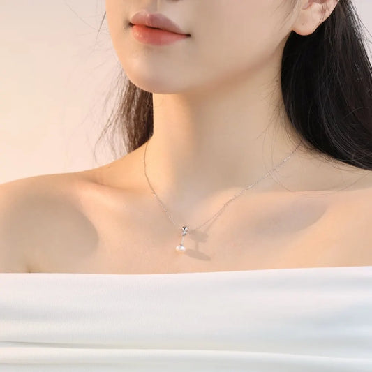 Aetolia Elegant Minimalist Irregular Pearl Necklace S925 Sterling Silver Pearl Chokers Customize Cz Cubic Zirconia Necklace For Women