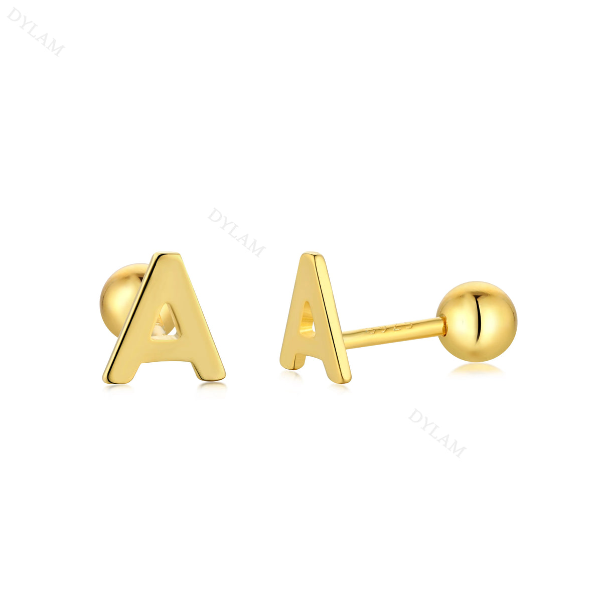 Aetolia Hypoallergenic 18k Gold Earrings Jewelry 925 Sterling Silver Screw Earrings Statement Alphabet Initial Letter Earring