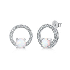 Aetolia Beautiful 925 Sterling Silver earring Cubic Natural Zirconia Tanzanide Gemstone Silver Gif For Her circle Stud Earring Set